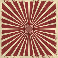 Retro background with red radial rays