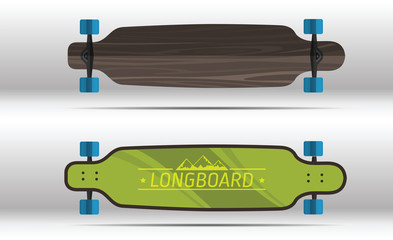 Illustration of flat longboards isolated 
