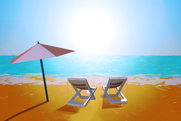 Chairs and umbrella on the beach