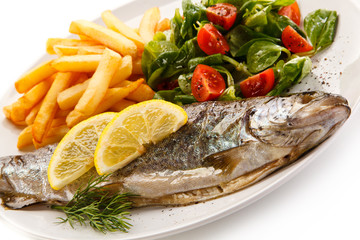 Fish dish - roasted trout with vegetables 