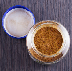 Chicory coffee in a jar