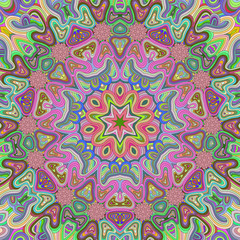 Vivid colored mandala background for your design. Concentric illusion ornament.