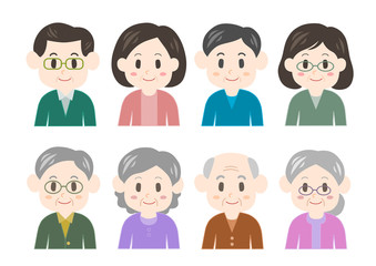 中高年男女のイラストセット