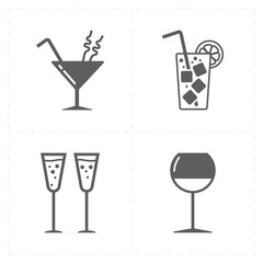 four modern flat bar icons 