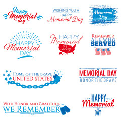 A collection of ten banners on Memorial day - obrazy, fototapety, plakaty