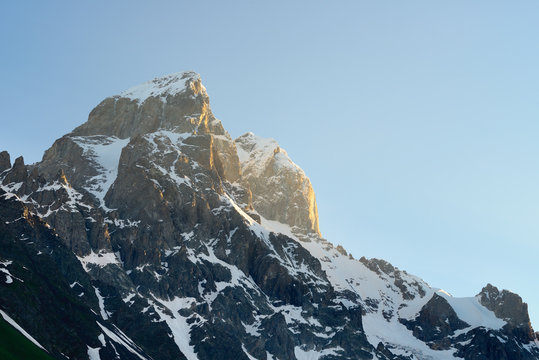 View of Ushba mountain peak, Svaneti, Georgia