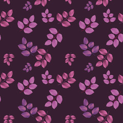 Fototapeta na wymiar rose leaf pattern vector seamless pattern on black background