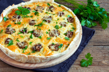 quiche pie with mushrooms