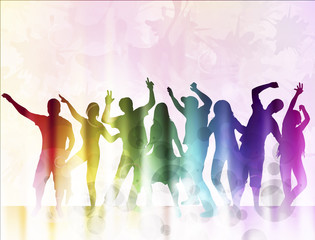 Obraz na płótnie Canvas Happy people dancing silhouettes