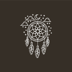 Dream catcher line logo vector
