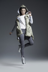 Jumping up a young girl