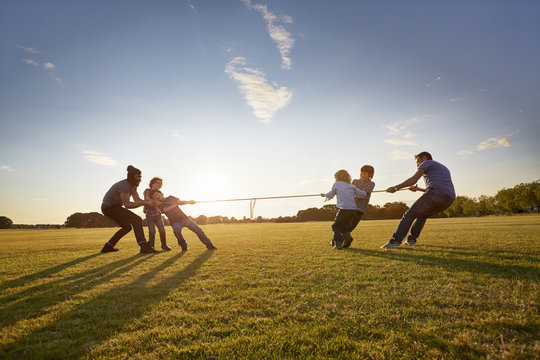 Family enjoying outdoor activities in the park