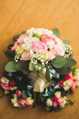 Wonderful luxury wedding bouquet of different flowers