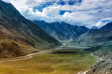 Fototapeta premium Aerial view, landscape of Ladakh, Jammu and Kashmir, India