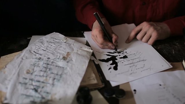 Artist is writing a letter