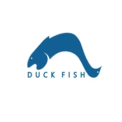 Gordijnen duck and fish concept vector design template for restaurant © UVAconcept