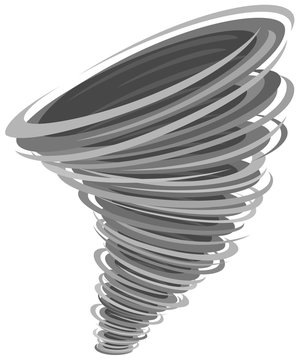 Vector illustration of a swirling gray tornado.