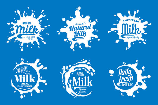 Milk Logo. Milk, Yogurt or Cream Splashes