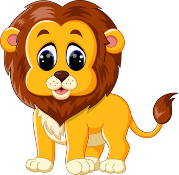 illustration of cute baby lion cartoon