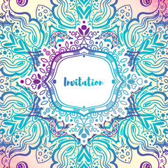 Delicate wedding invitations in ethnic Indian style.