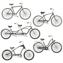 Bicycle Vector illustration, single, chopper, cruiser, tandem, T-shirt Graphics,Tattoo Designs