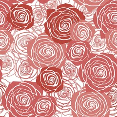 Seamless pattern with red and pink roses. Vector illustration