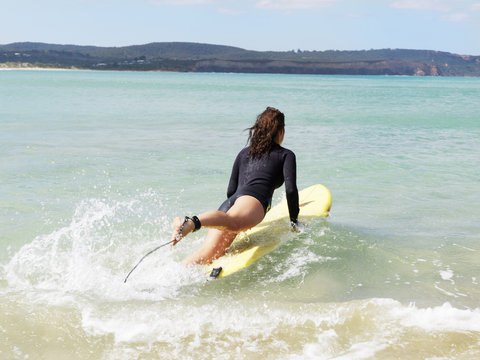 Surfer in sea, Roadknight, Victoria, Australia