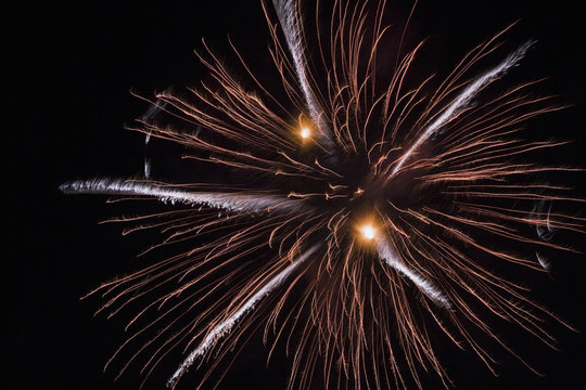 Colorful firework exploding in night sky