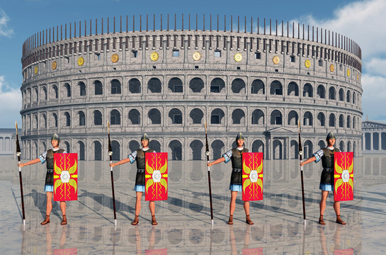 Legionäre und Kolosseum im antiken Rom