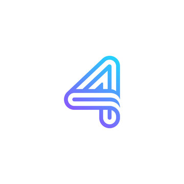 Number 4 Logo design vector template. Font Lines Logotype