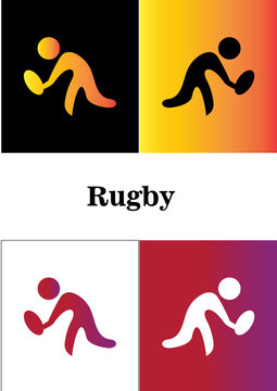 Colorful rugby icons