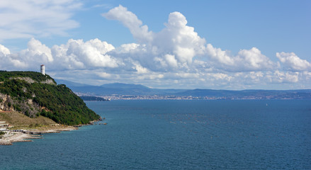 Obraz premium Trieste's Coastline with the City on the Background, Italy