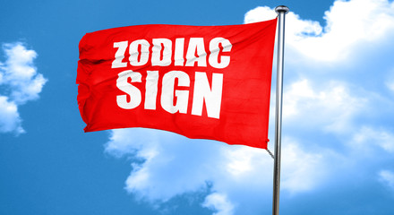 zodiac sign, 3D rendering, a red waving flag