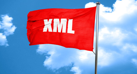 xml, 3D rendering, a red waving flag