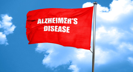 Alzheimer's disease background, 3D rendering, a red waving flag