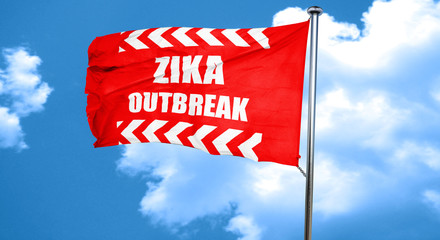 Zika virus concept background, 3D rendering, a red waving flag