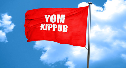 yom kippur, 3D rendering, a red waving flag