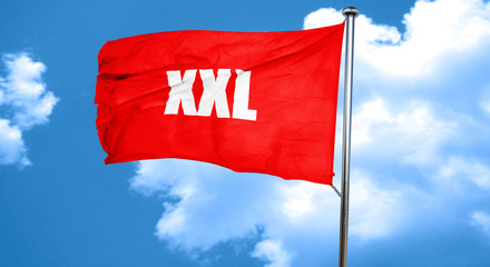 xxl sign background, 3D rendering, a red waving flag