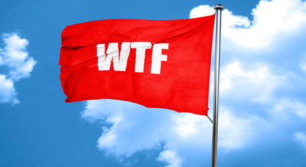 wtf internet slang, 3D rendering, a red waving flag