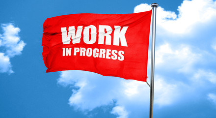 work in progress, 3D rendering, a red waving flag