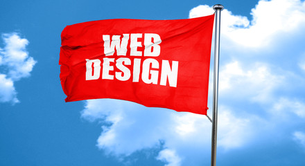web design, 3D rendering, a red waving flag