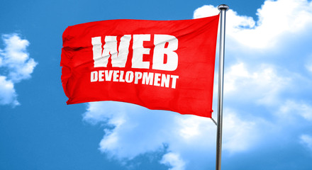 web development, 3D rendering, a red waving flag
