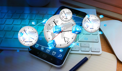 Modern mobile phone with clock icon