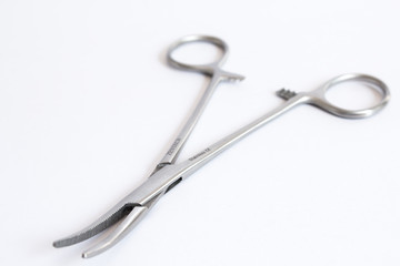 surgical instruments and tools including , forceps and tweezers White background