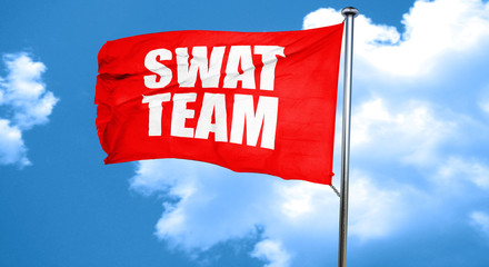 swat team, 3D rendering, a red waving flag