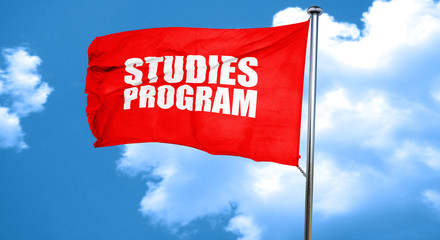 studies program, 3D rendering, a red waving flag