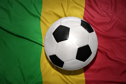 black and white football ball on the national flag of mali