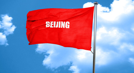 beijing, 3D rendering, a red waving flag