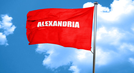 alexandria, 3D rendering, a red waving flag