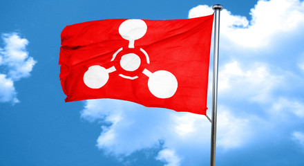 Chemical weapon sign, 3D rendering, a red waving flag